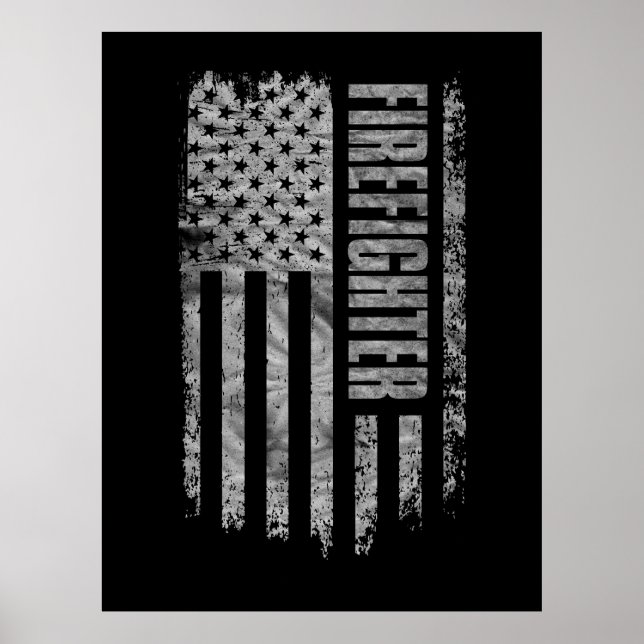 Poster Firefighter USA Flag Distressed design (Frente)