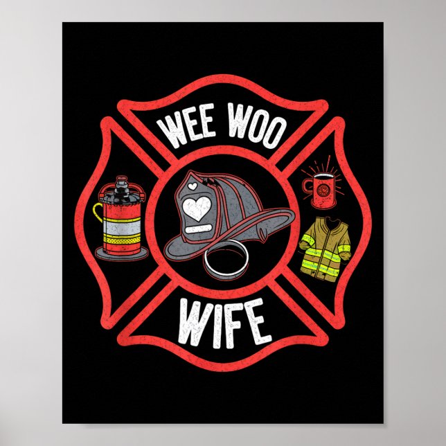 Poster Firefighter Wife Uniform Fireman Fire Department  (Frente)