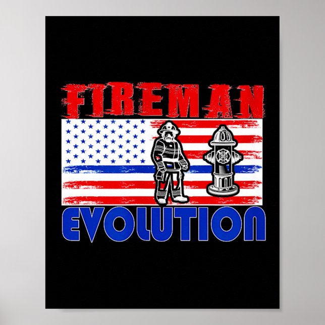Poster Fireman Evolution Fireman Gift Proud Firefighter Q (Frente)