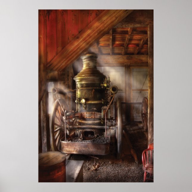 Poster Fireman - Steam Powered Water Pump (Frente)