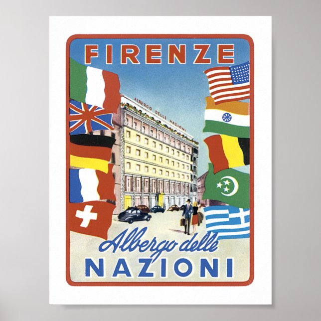 Pôster Firenze Albergo delle Nazioni w/a fronteira (Frente)