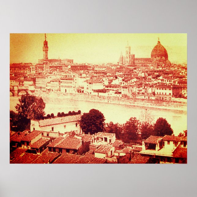 PÔSTER FIRENZE - ANTIQUE FLORENCE PANORÂMICA VIEW 1859 (Frente)