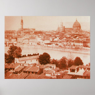 PÔSTER FIRENZE - ANTIQUE FLORENCE PANORÂMICA VIEW 1859