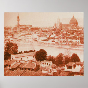 PÔSTER FIRENZE - VISTA PANORÂMICA ANTIGA FLORENÇA 1859