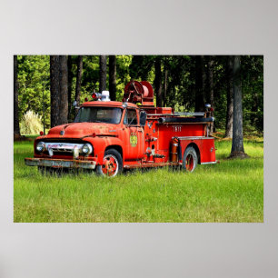 Pôster Firetruck antigo