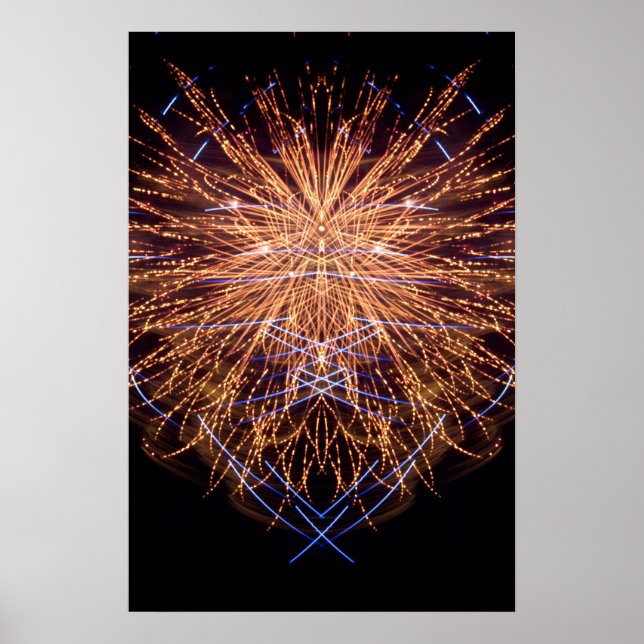 Poster Fireworks Art: Dourado e Azul 2 (Frente)