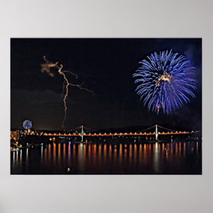 Pôster Fireworks Com Relâmpago