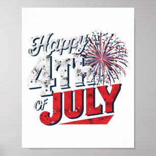 Poster Fireworks Feliz 4 De Julho De Independência Americ