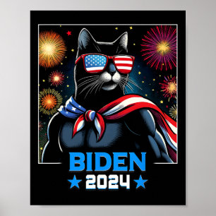 Poster Fireworks Presidente Biden 2024 Black Cat