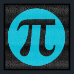 Poster First 10,000 digits of Pi, blue on black<br><div class="desc">This design features the first 10, 000 digits of the famous number and mathematical symbol, Pi. The numbers are written in white, over a black background. The Pi symbol is placed inside a blue circle. This is very important and symbolic, since Pi is derived from the division of a circle's...</div>