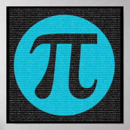 Poster First 10,000 digits of Pi, blue on black