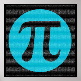Poster First 10,000 digits of Pi, blue on black