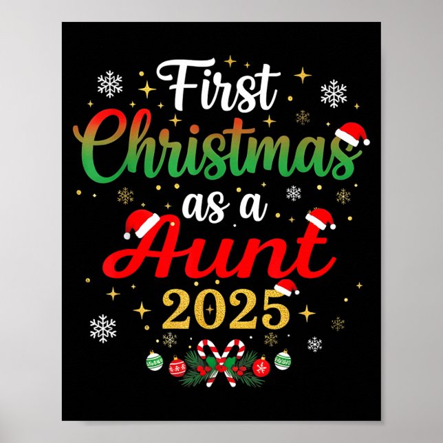 Poster First Christmas As A Aunt 2025 New Mommy Xmas  (Frente)