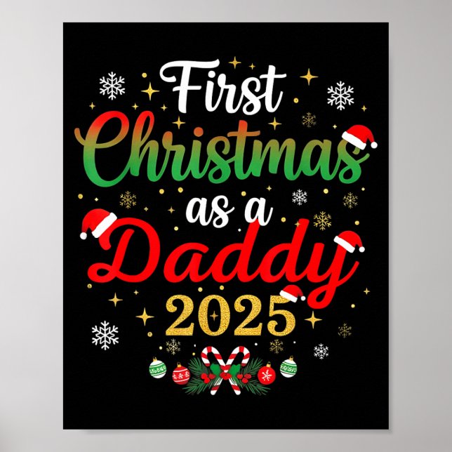 Poster First Christmas As A Daddy 2025 New Dad Xmas  (Frente)