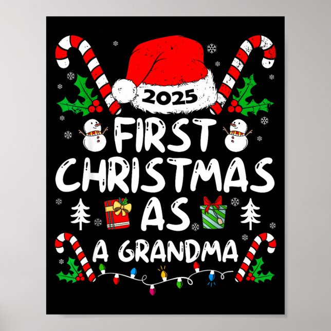 Poster First Christmas As A Grandma 2025 Family Matching  (Frente)