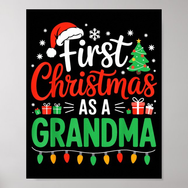 Poster First Christmas As A Grandma Matching New Nana Gra (Frente)