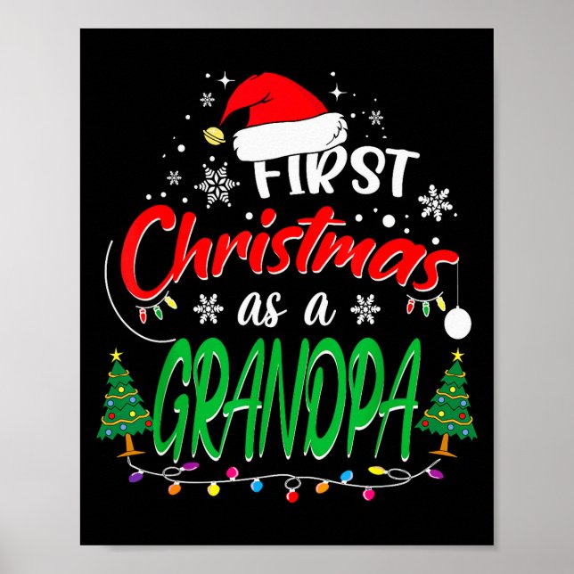 Poster First Christmas As A Grandpa New Grandfather 1st C (Frente)