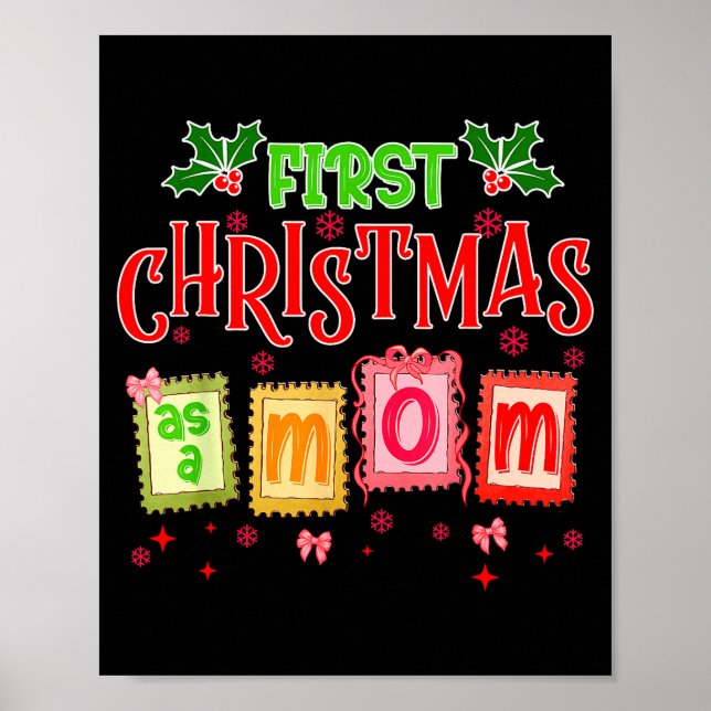 Poster First Christmas As A Mom 2025 Coquette Bow Matchin (Frente)