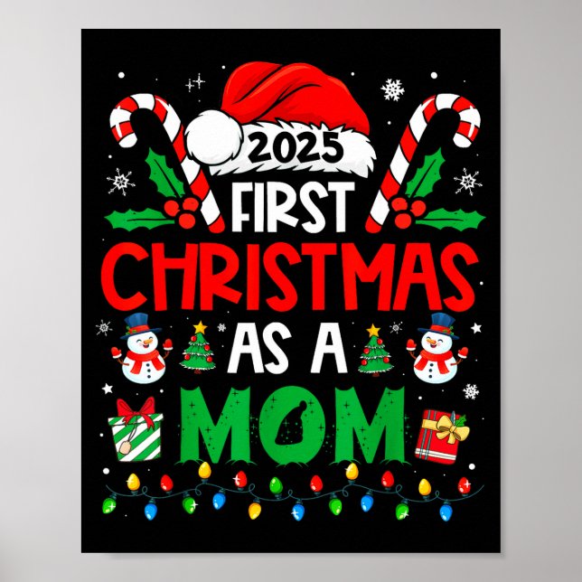 Poster First Christmas As A Mom 2025 Family Matching 1st  (Frente)