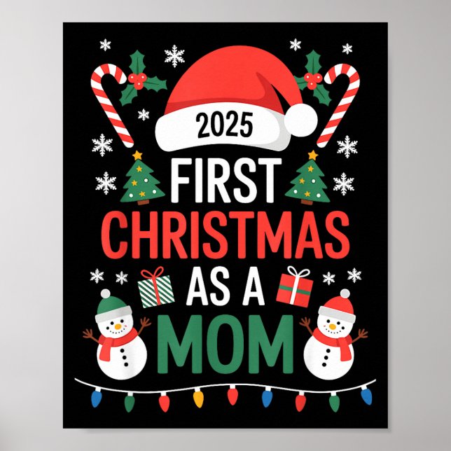 Poster First Christmas As A Mom 2025 Family Matching Holi (Frente)