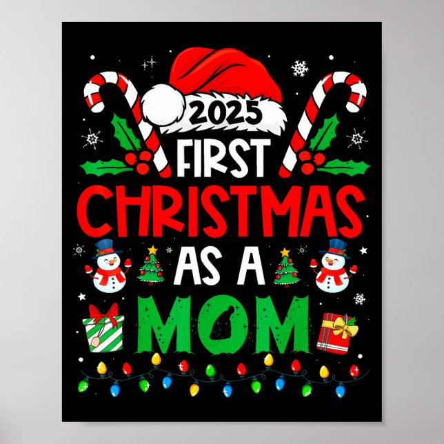 Poster First Christmas As A Mom Family Matching New Mommy (Frente)