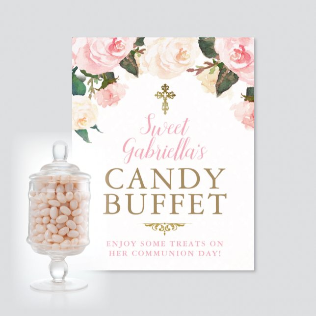 Poster First Communion & Baptism CANDY BUFFET PINK (Criador carregado)