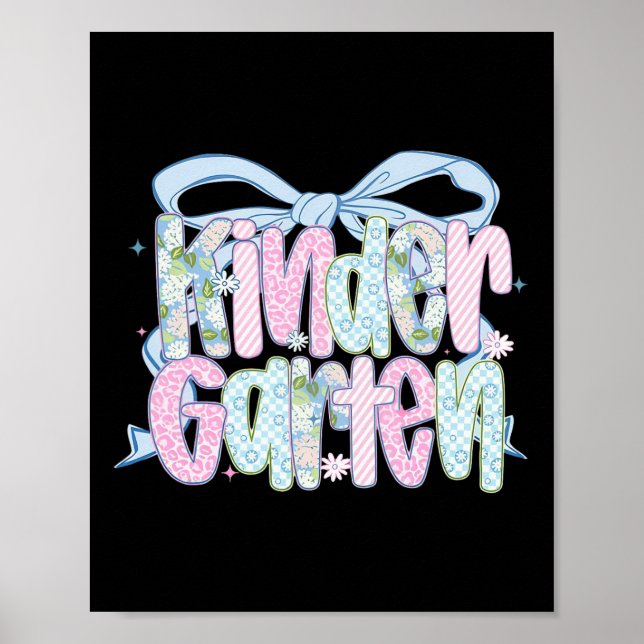 Poster First Day Of Kindergarten Floral Bundle For Teache (Frente)