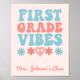 Poster First Grade Vibes - Retro Classroom