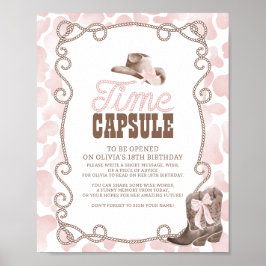 Poster First Rodeo 1st Birthday Pink Time Capsule Sign