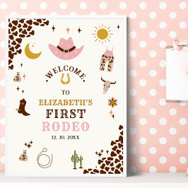 Poster First Rodeo Birthday Girl, Fun Cowgirl Birthday