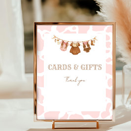 Poster First Rodeo Pink Cowgirl Birthday Tabletop Sign