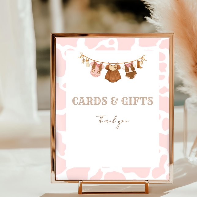 Poster First Rodeo Pink Cowgirl Birthday Tabletop Sign (First Rodeo Pink Cowgirl Tabletop sign)