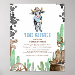Poster First Rodeo Wild West Baby Cow Time Capsule Sign