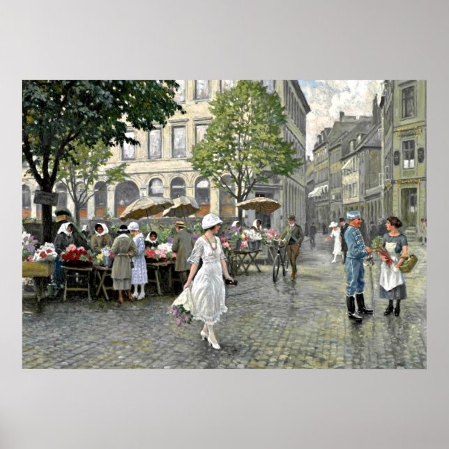 Pôster Fischer - Dia do Mercado em Hojbro Plads, Copenhag (Frente)