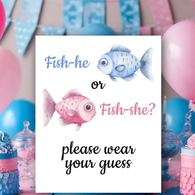 Poster Fish Gender Reveal - Please wear your guess (Criador carregado)