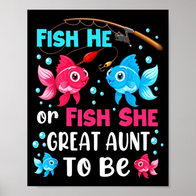 Poster Fish He Or Fish She Gender Reveal Family Great Aun (Frente)