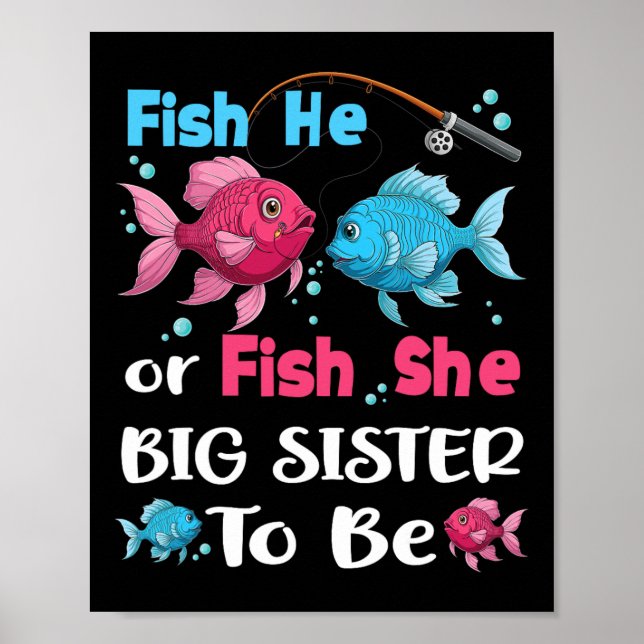 Poster Fish He Or Fish She Gender Reveal Family Matching  (Frente)