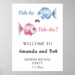 Poster Fish-he or Fish-she Gender reveal Welcome