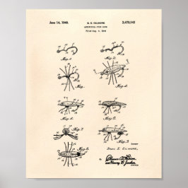 Poster Fish Lure 1949 Patent Art Old Peper