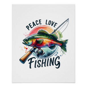 Pôster Fisher Gift Peace Love Fisheries