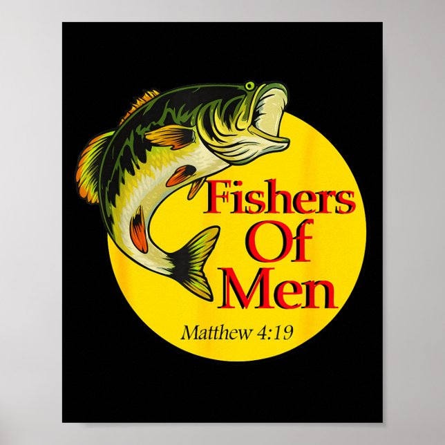 Poster Fishers Of Men Christian Matthew 4-19 Bible Fishin (Frente)