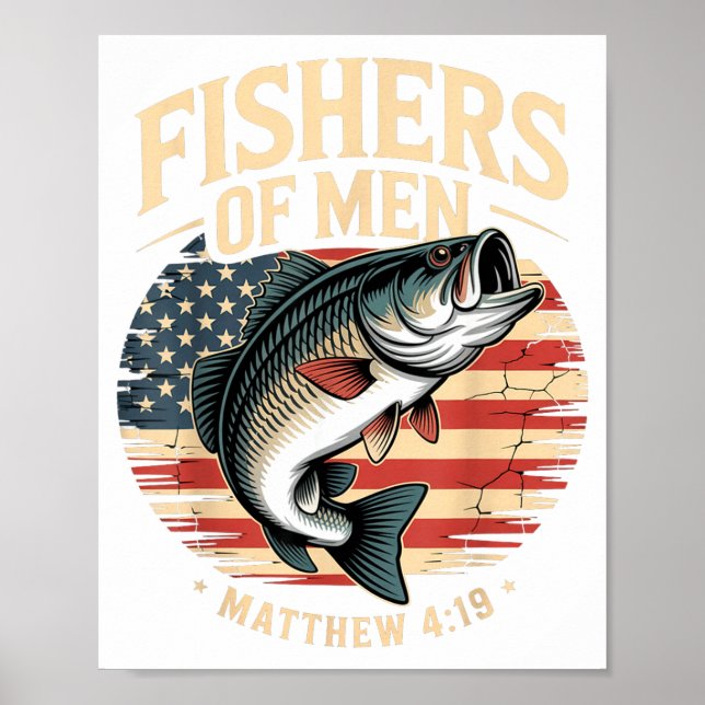 Poster Fishers Of Men Matthew 4 19 American Flag B  (Frente)