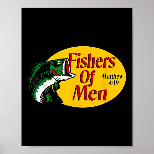 Poster Fishers Of Men Matthew 4-19 Bíblia Christian Fishi (Frente)