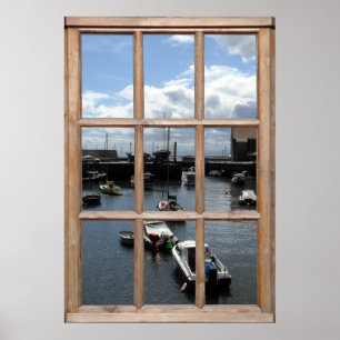 Poster Fishing Boats View from a Window