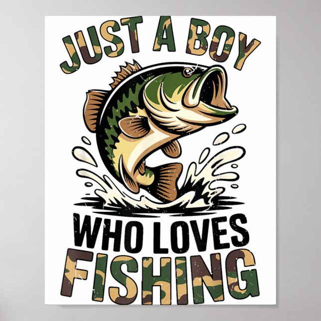 Poster Fishing Camo B Fish Youth Just A Boy Who Loves Fis (Frente)