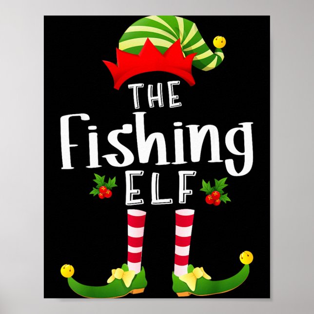 Poster Fishing Christmas Elf Matching Pajama X-mas Party  (Frente)