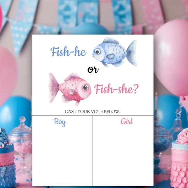 Poster Fishing Gender reveal He or She chart (Criador carregado)