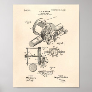 Poster Fishing Reel 1907 Patent Art Old Peper