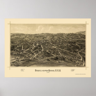 Poster Fishkill, mapa panorâmico de NY - 1886