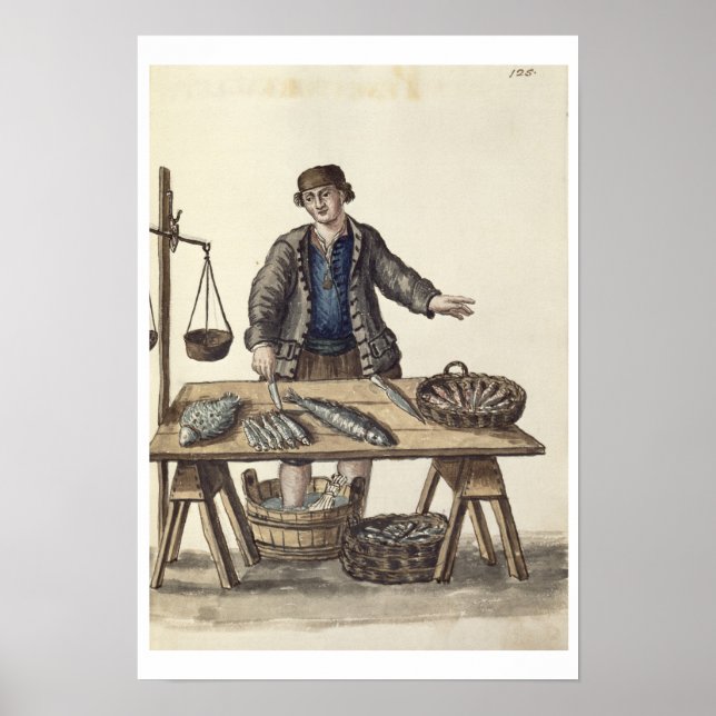Pôster Fishmonger, Veneza (manuscrito) (Frente)